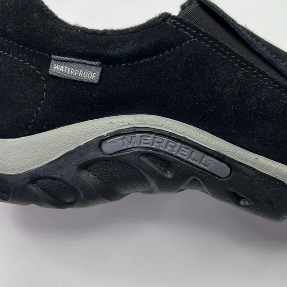 MERRELL Kid’s Jungle Moc Frosty Waterproof Black moccasin slip on shoe Sz 4.5
